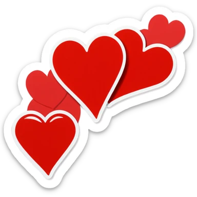 3 little red hearts sticker