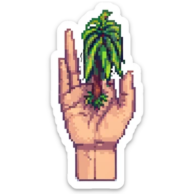 'Nah' hand gesture with palm facing out, casual and dismissive, pixel art style sticker