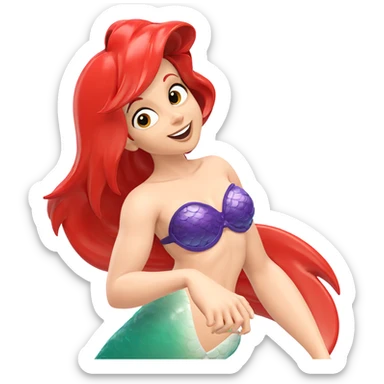 smiling mermaid with shell bikini sticker
