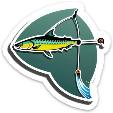 bent fishing pole sticker