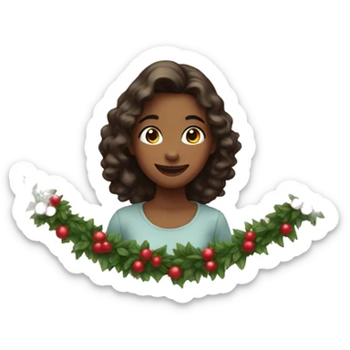 Girl hanging garland sticker