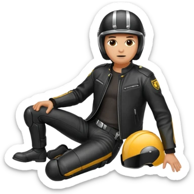 a motorcyclist lying on the ground who has just fallen sticker