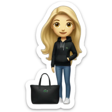 Lacoste bag girl with black lacoste hoodie sticker