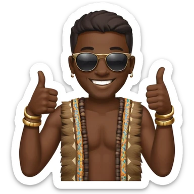 Black tribal man wearing sunglasses smiling thumbs up sticker