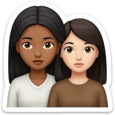 2 girls one brown skin with black hair and other with white skin and brown hair  sticker