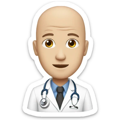 Bald blue eyed doctor sticker