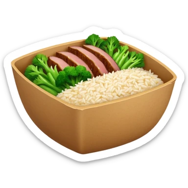 Retangular bowl made of kraft paper, 
The lunch box should be the most similar to this real one..
https://i.postimg.cc/FKcHz1tk/Screenshot-2025-11-11-alle-16-06-29.png

Can get more images of the bowl https://www.instagram.com/chefaporterbr/
Put inside food, like rice, green vegetables and meat. sticker