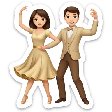 Wedding DANCE: brunette woman and brunette man with medium length hair sticker