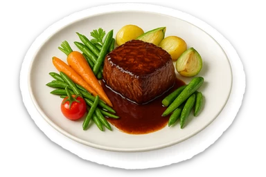 Manzo con verdure su un piatto sticker