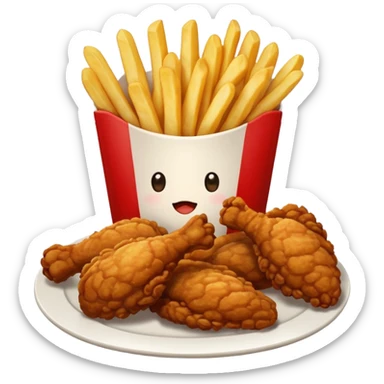 Fried chicken with fries sticker