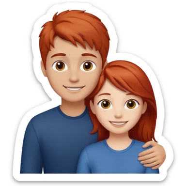 Red haired girl with brown hair boy romance sticker