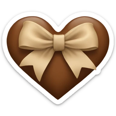 brown heart with beige bow sticker
