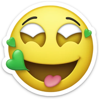basic yellow smiley face with green heart eyes emoji sticker