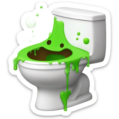 Toilet with bright green vomit sticker