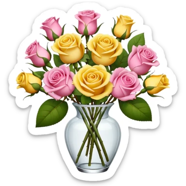 a beautiful pink and yellow rose bouquet sticker
