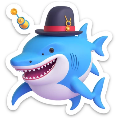 shark wearing a top hat and monocle sticker