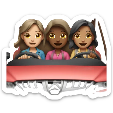 Three girls driving a car  sticker