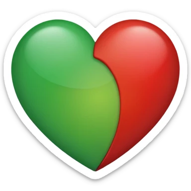Half red half green Heart let the colors fade sticker
