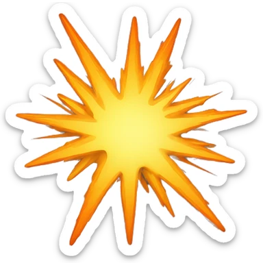A cartoon-styled representation of a collision. Depicted as a star-like, orange-and-yellow fiery burst, generally with one point extending to the bottom right. sticker
