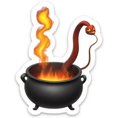 Cauldron with a fire snake that is inside sticker