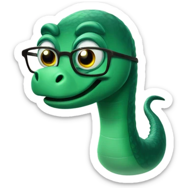 Loch Ness Monster cute nerd with eyeglasses sticker