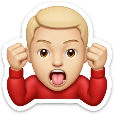 Tongue out face with two fists stacked on top of eachother below the face sticker