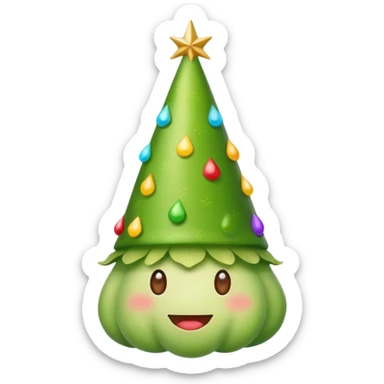 green vegetable with a top party hat sticker