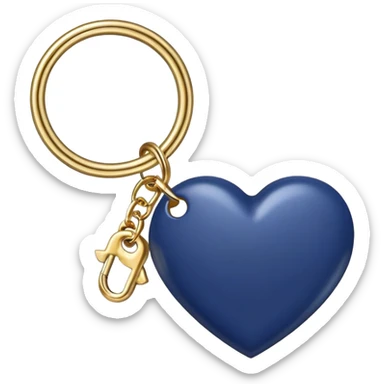 Navy blue heart with gold chains charm keychain sticker