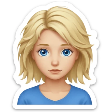 young blonde disheveled hair woman  sticker