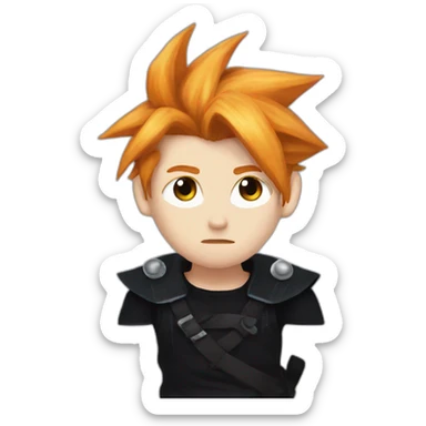 Ginger cloud strife with evil eye. Black clothes sticker