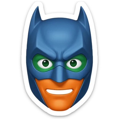batman emoji with the mask in blue, orange and green sticker