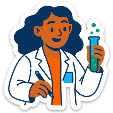 creative simple illustration of a woman scientist sticker