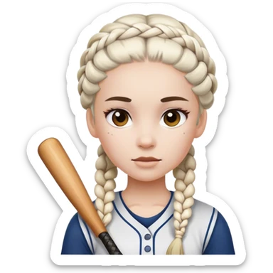 Softball player white braided hair  sticker