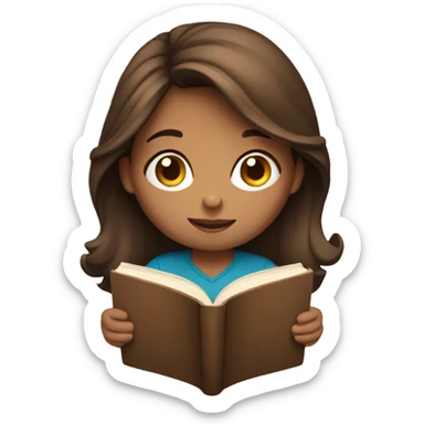 Brown hair girl reading a book sticker