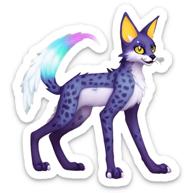 Epic Edgy Colorful ethereal eldritch Sergal-Serval-Fionbri full body sticker