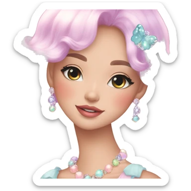 Dreamy pretty VOGUE elegant kawaii shiny colorful pastel lady pastelcore kawaii beautiful hair cottagecore jewels trending aesthetic sticker