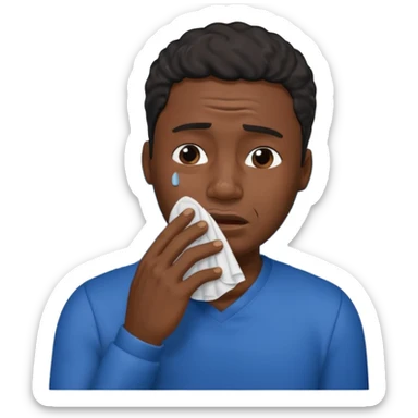 black guy with waves crying wiping his tears with a tissue sticker
