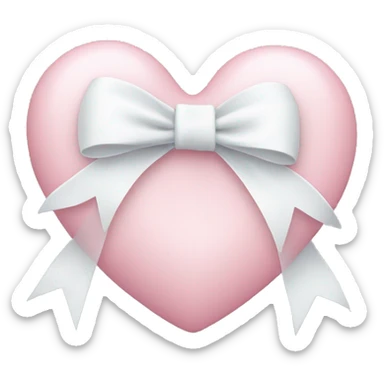 Pastel pink heart with white bow sticker