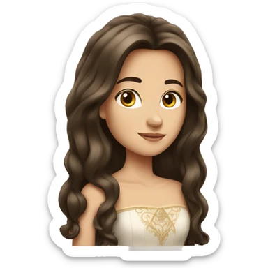 Brunette princess with long hair sticker