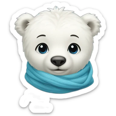 Baby polar bear with a blue scarf sticker