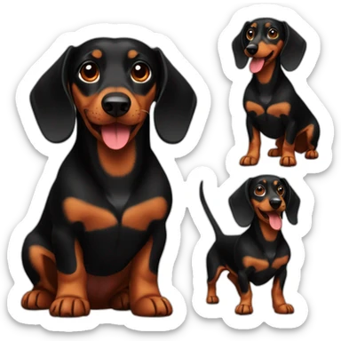 Black and brown dachshund with fire sticker