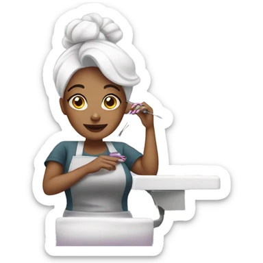 Nail tech doing nails sticker