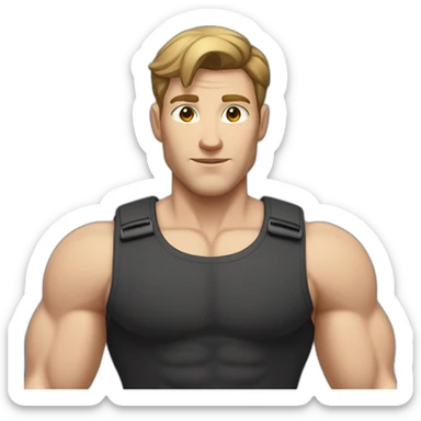 Pale skinned Fit Man With the biceps and brown hair in black shirt and gray shorts sticker