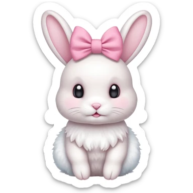 white bunny with pink bow on head sticker