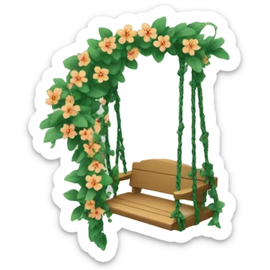 A swing made from a small flower and vines. sticker