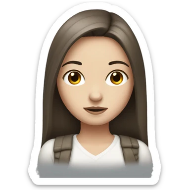 A girl with darl brown straight hair and white skin  sticker