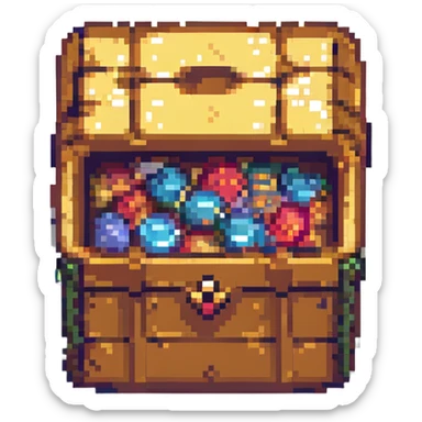 a pixel art treasure chest sticker