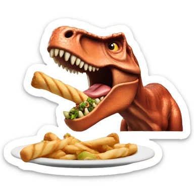 Raising canes 3 finger combo being eaten by T. rex dinosaur  sticker