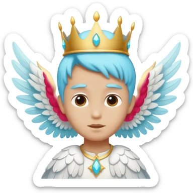 an angel with a cyan crown on his head, 4 wings sticker