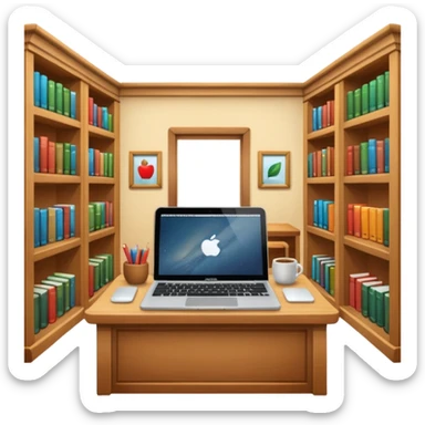 cute library with mac laptop in it sticker